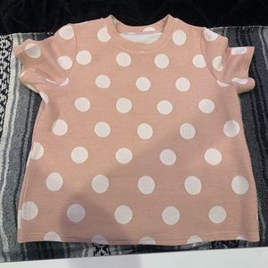 Short sleeved women top, pink and white
